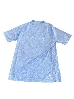Southern Tide T3 Tide To Trail Light Blue With Dark Blue Design Men's Shirt Med